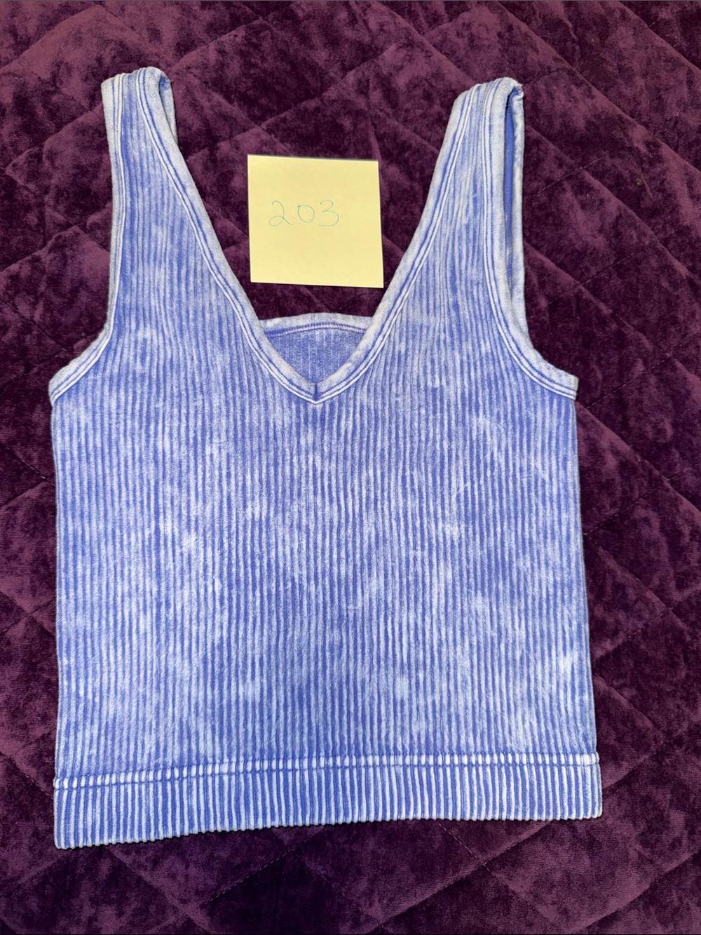 Zenana Outfitters Light Blue Ribbed cropped V-Neck Tank